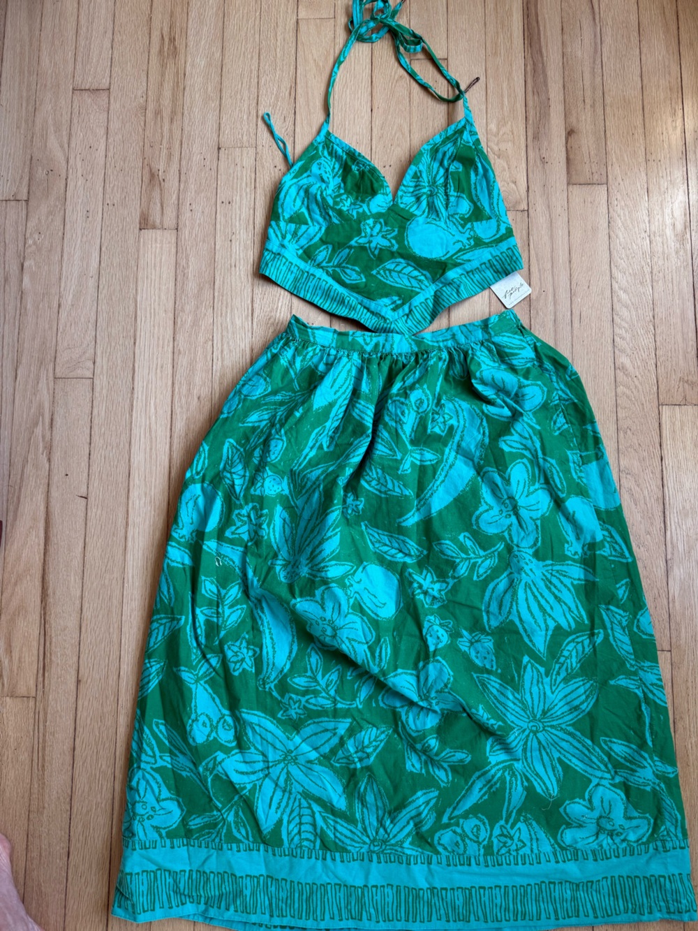 Free People Green Floral Two-Piece Skirt Set - Picture 9 of 11